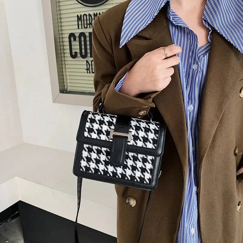 Korea Kpop Plaid Messenger Bag PU Harajuku Tote Women Bag Large Capacity