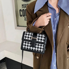 Korea Kpop Plaid Messenger Bag PU Harajuku Tote Women Bag Large Capacity