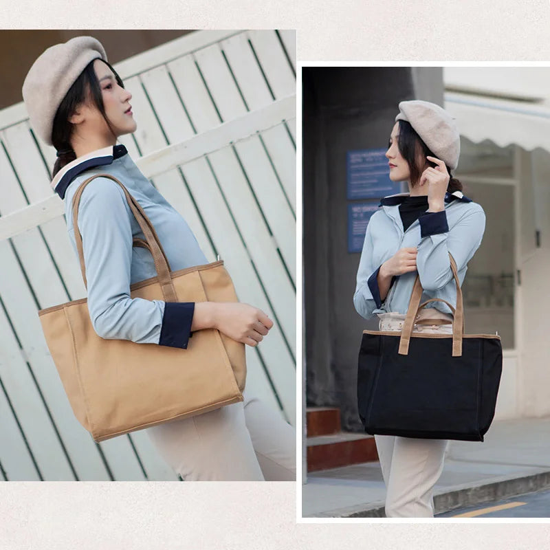 Large Cotton Canvas Bag Women's Handbag Casual Tote Shoulder Bag