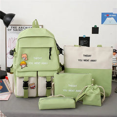 Canvas Middle School Backpack Set for Girls, 5 PCS