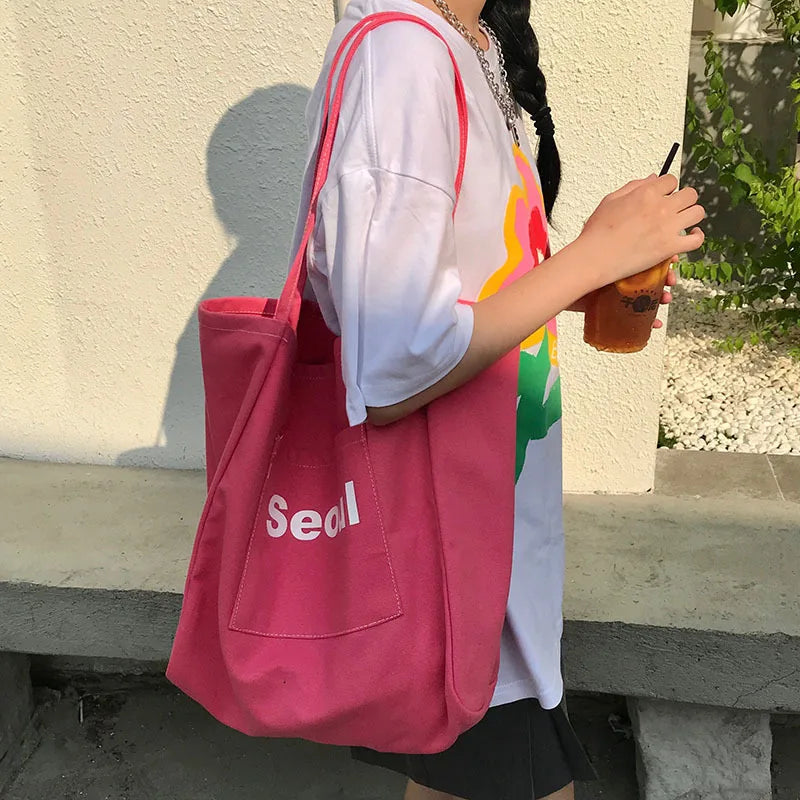 Canvas Shoulder Bag Large-capacity Tote Handbag