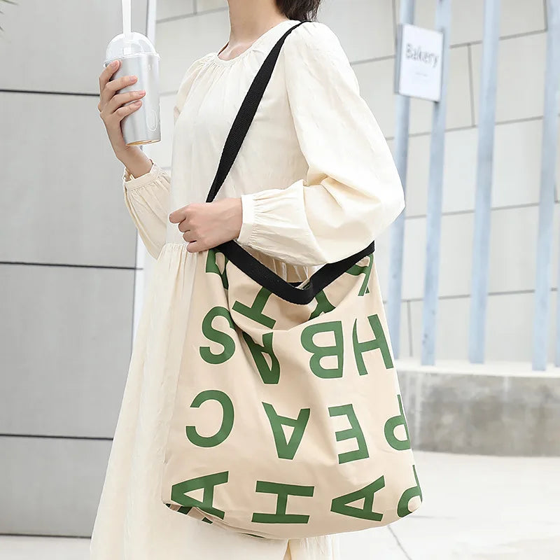 Casual Canvas Bag Ladies Handbag Student Shoulder Shopping Bag