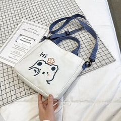 Bear Canvas Bag Female Shoulder Bag Women Tote Bag Girl Diagonal Package Handbag