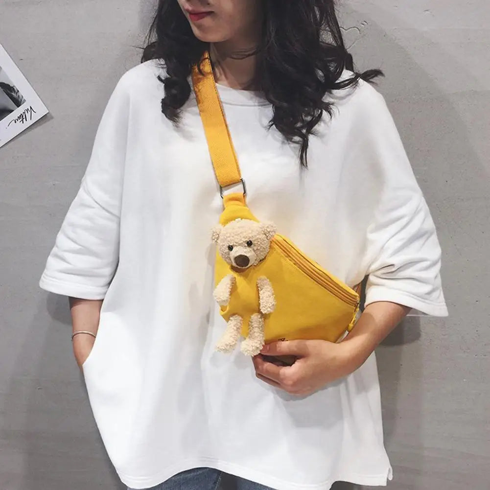 Yellow Bear Chest Pack Bag Canvas Waist Bag