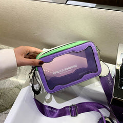 Clear Jelly Women Shoulder Flap Bag with Wide Strap Crossbody