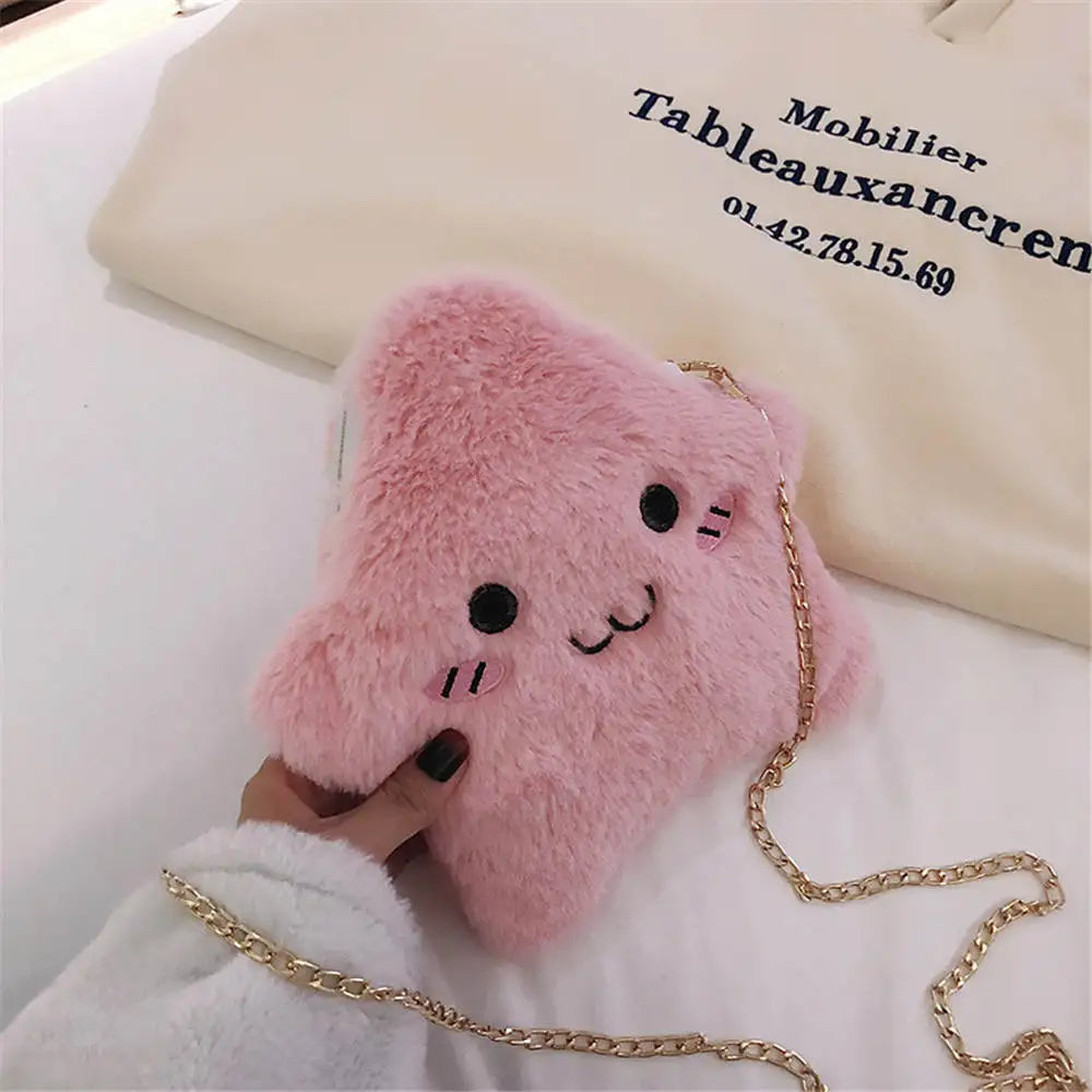 Plush Fur Chain Messenger Bag Girl Shoulder Handbag