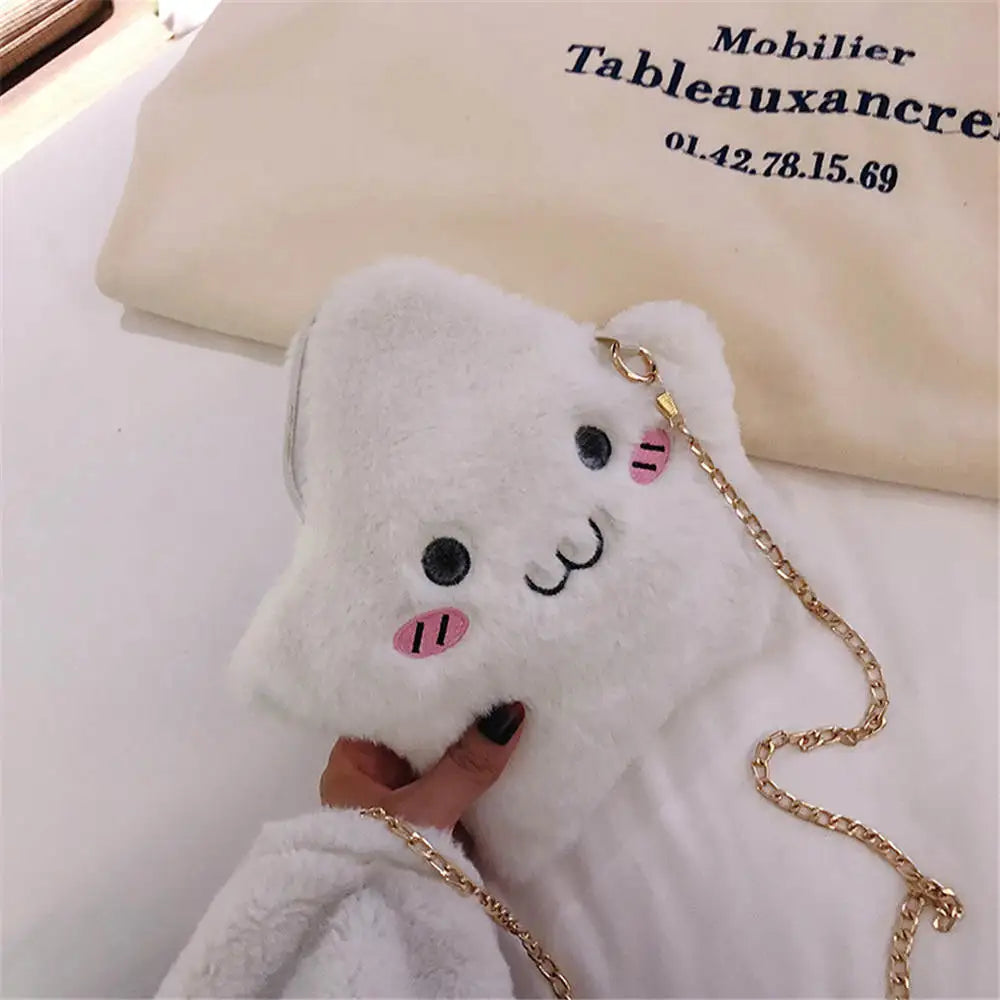 Plush Fur Chain Messenger Bag Girl Shoulder Handbag