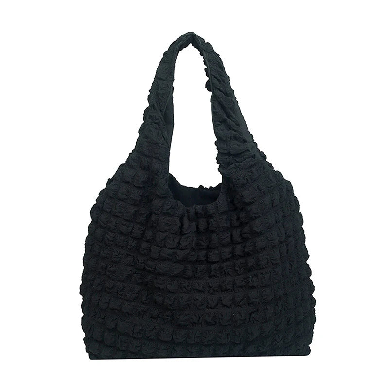 Cloud Bubble Flower Shoulder Bag Soft Plaid Shopping Handbag
