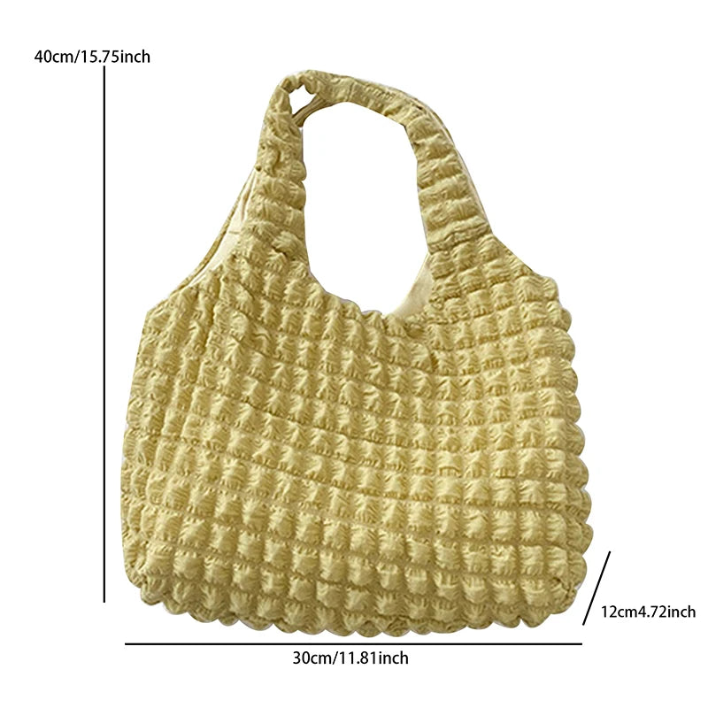Cloud Bubble Flower Shoulder Bag Soft Plaid Shopping Handbag