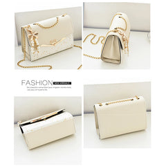 Women's Small Square PU Shoulder Bag with Chain Crossbody Purse