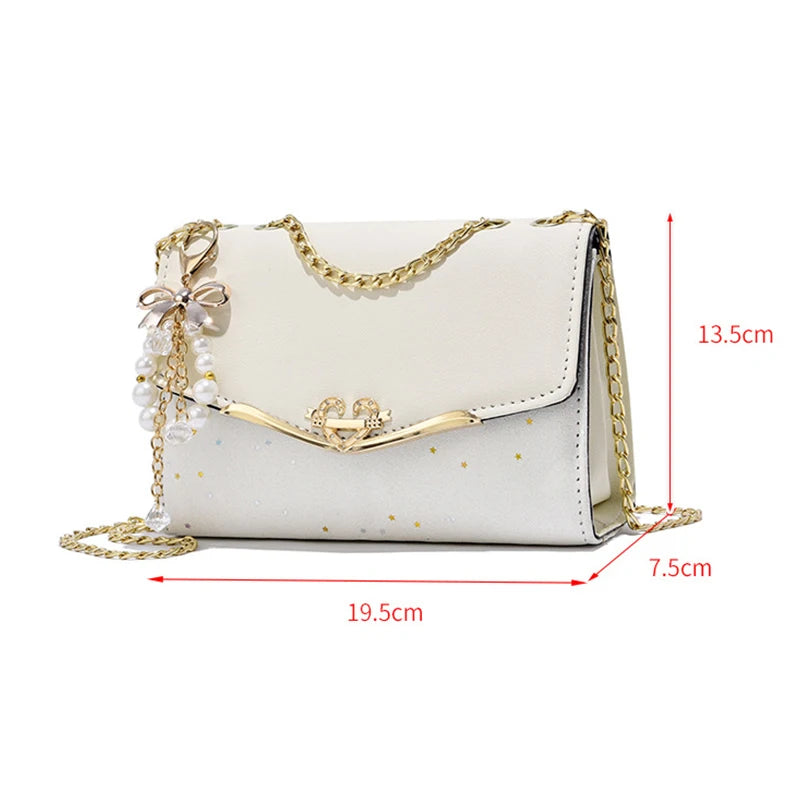 Women's Small Square PU Shoulder Bag with Chain Crossbody Purse