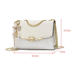 Women's Small Square PU Shoulder Bag with Chain Crossbody Purse