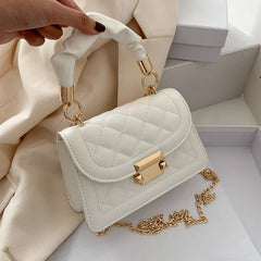 Small Chain Shoulder Bag with Lingge Design