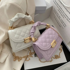 Small Chain Shoulder Bag with Lingge Design