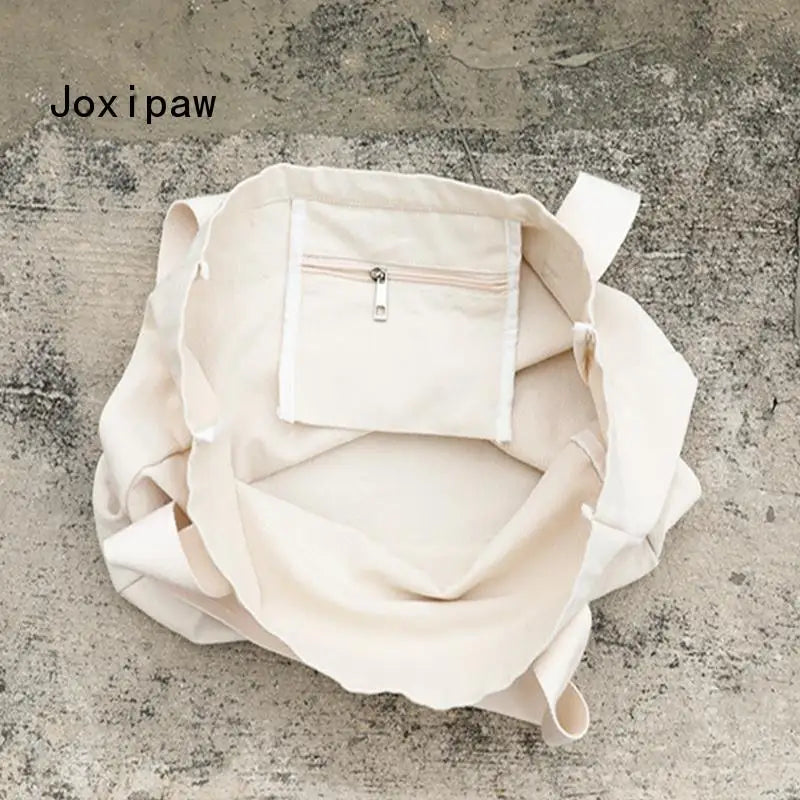 Large Capacity Canvas Tote Bag for Women Casual Solid Handbag