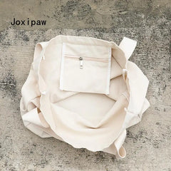 Large Capacity Canvas Tote Bag for Women Casual Solid Handbag