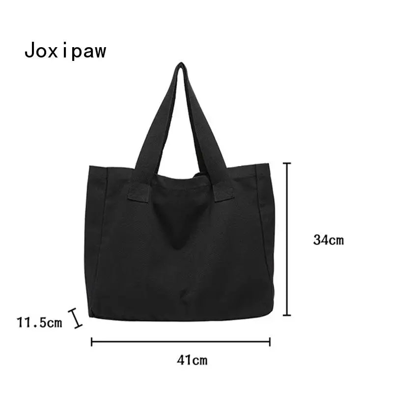 Large Capacity Canvas Tote Bag for Women Casual Solid Handbag