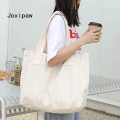 Large Capacity Canvas Tote Bag for Women Casual Solid Handbag