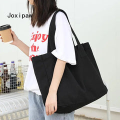Large Capacity Canvas Tote Bag for Women Casual Solid Handbag