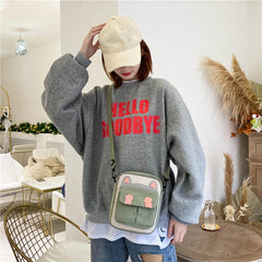 Small Square Bag Cat Student Canvas Messenger Mobile Phone P