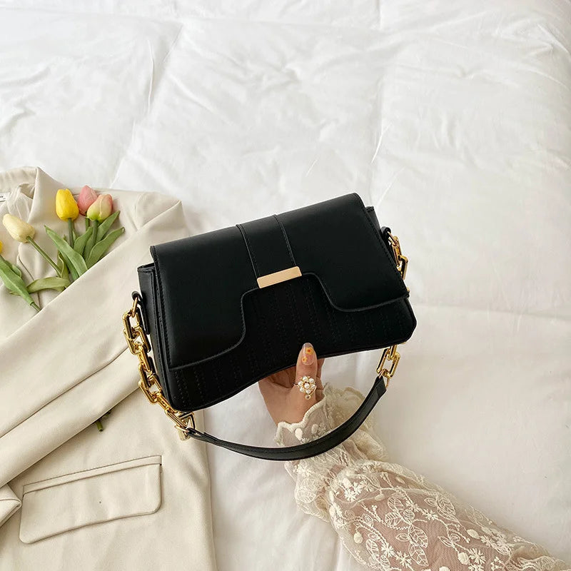 Small Square Bag Women's PU Leather Chain Shoulder Crossbody Bag