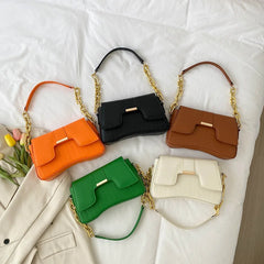 Small Square Bag Women's PU Leather Chain Shoulder Crossbody Bag
