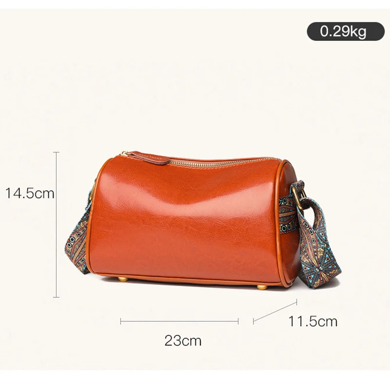 Vintage Leather Sling Shoulder Handbag for Women