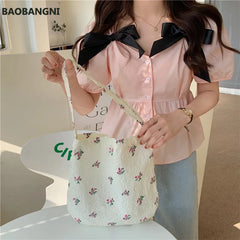 Floral Women Handbag Portable Eco Reusable Cotton Ladies Shopping Bag