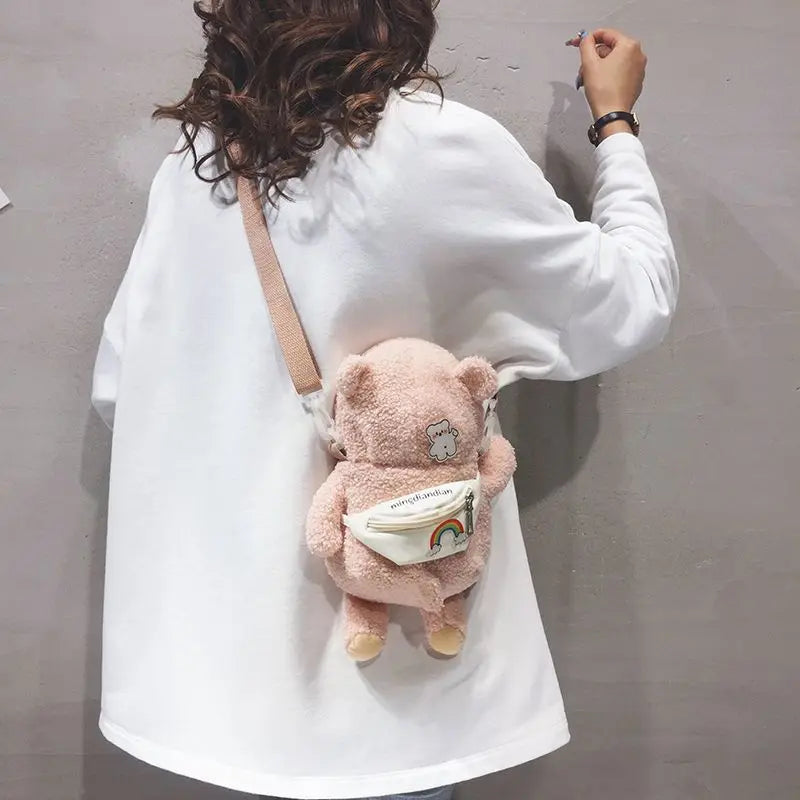 Girl Bear Small Bag Female Cartoon Messenger Bag Doll Shoulder Bag Fanny Packs