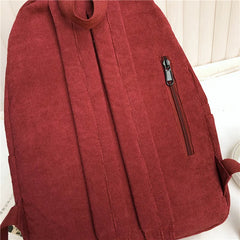 High School Students Corduroy Backpack Large Capacity All-Match