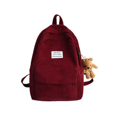 High School Students Corduroy Backpack Large Capacity All-Match