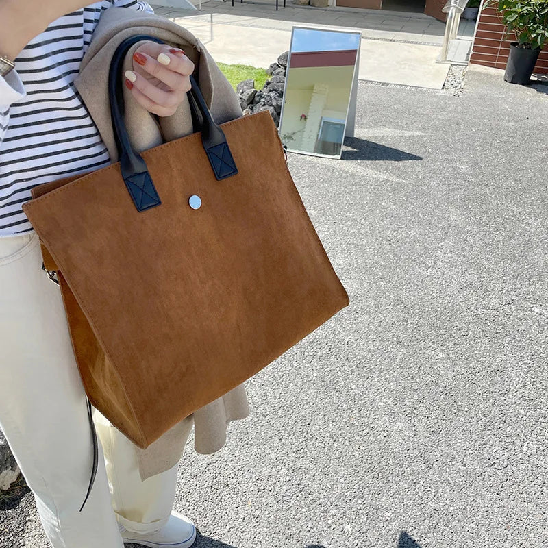 Brown Crossbody Tote Bag Women Large-capacity Shoulder Handbag