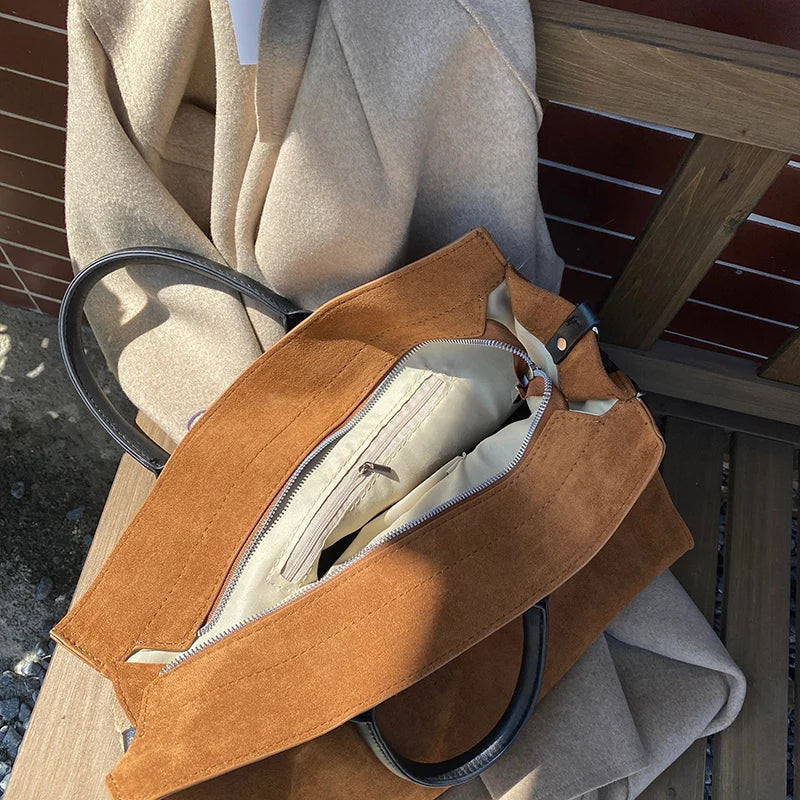 Brown Crossbody Tote Bag Women Large-capacity Shoulder Handbag