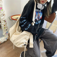 Ins Messenger Canvas Bag Female Large Capacity Student Crossbody