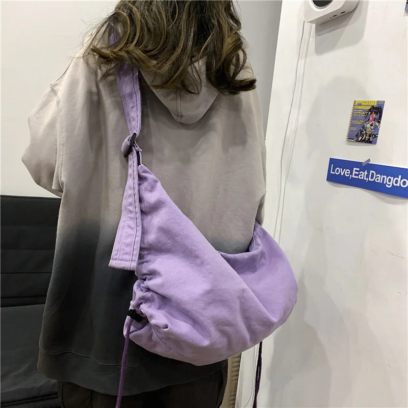 Ins Messenger Canvas Bag Female Large Capacity Student Crossbody