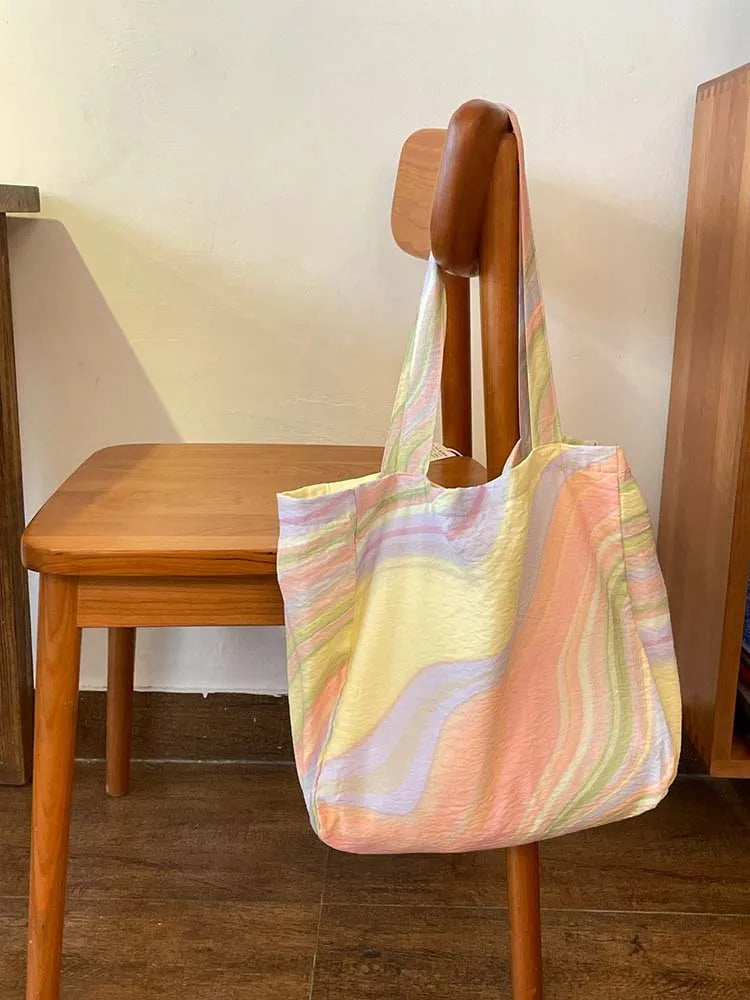 Rainbow Striped Shoulder Bag Tote Handbag
