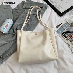 Large Capacity PU Leather Women Shoulder Bags Hasp Retro Texture Office Lady Tot