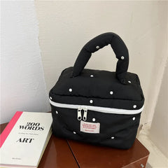 Ins Fire Dot Quilting Cosmetic Bag Large Capacity Tofu Bag