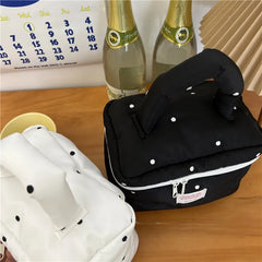 Ins Fire Dot Quilting Cosmetic Bag Large Capacity Tofu Bag