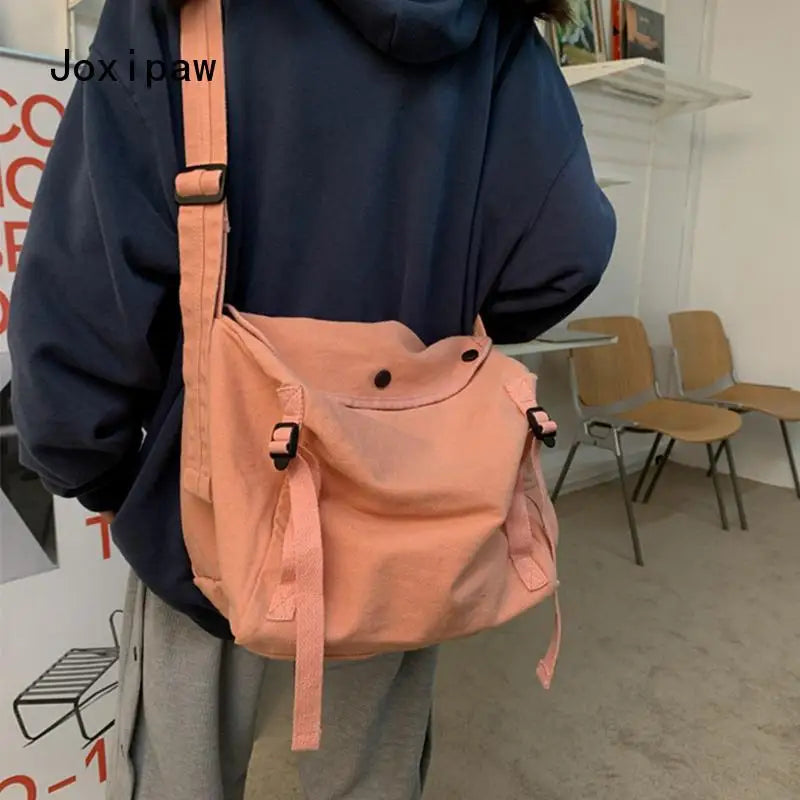 Large Capacity Canvas Crossbody Bag for Women Vintage Shoulder Bag