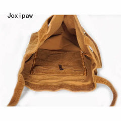 Large Capacity Corduroy Shopping Shoulder Bag for Women
