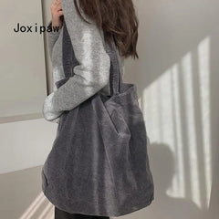 Large Capacity Corduroy Shopping Shoulder Bag for Women
