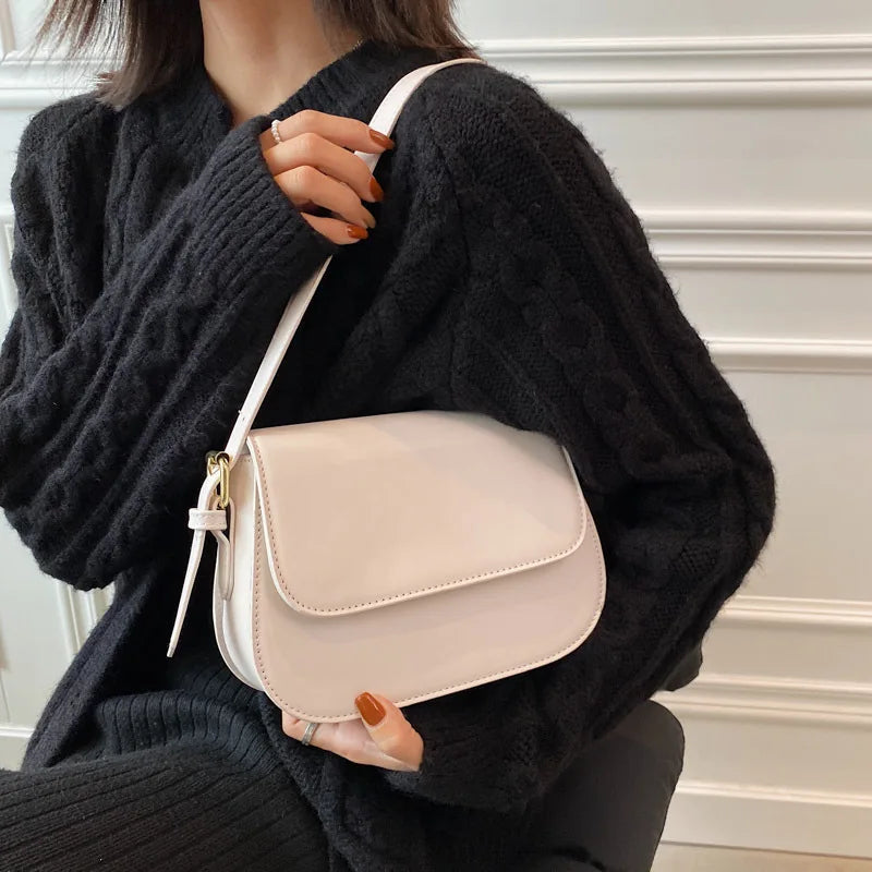 Large Capacity Flap Bag Women Solid PU Leather Crossbody Bag
