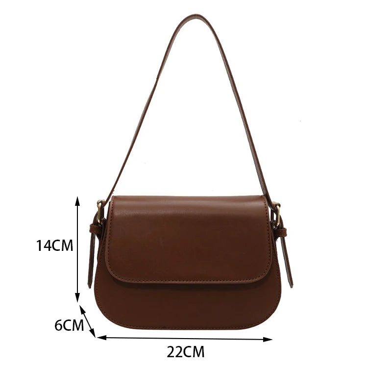 Large Capacity Flap Bag Women Solid PU Leather Crossbody Bag