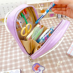 Large Capacity Pencil Case Transparent Stationery Bag Cartoon Pencil Box