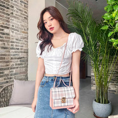 Plaid Shoulder Bag Mini Square Crossbody Bag