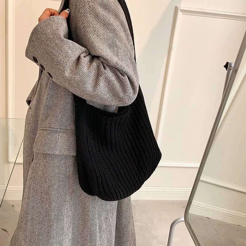 Large-capacity Knitting Shopping Bag Women Totes Purses