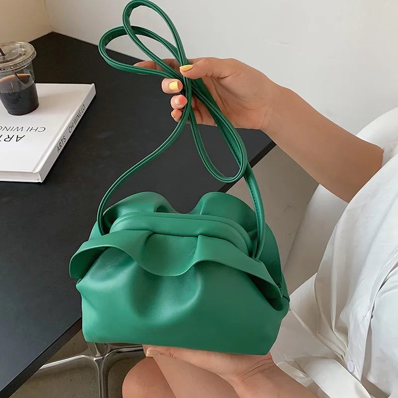 One-Shoulder Messenger Dumpling Bag Artifici...
