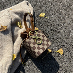 Chessboard Lattice Bucket Bag One Shoulder Messenger Bag
