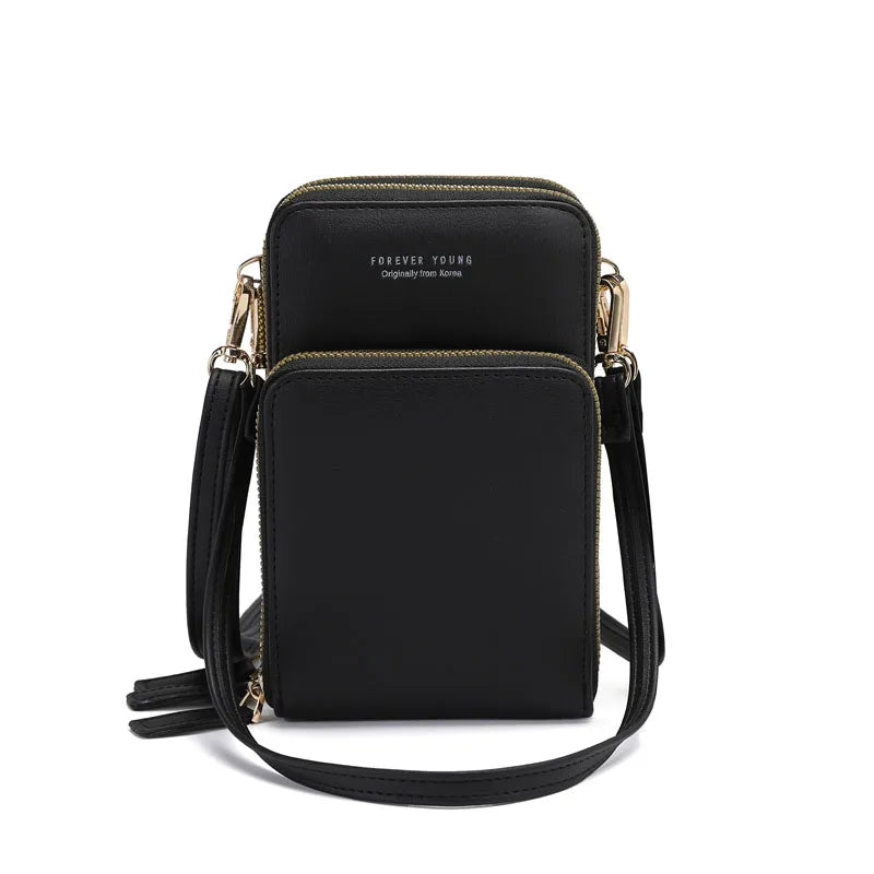 RFID Function Cell Phone PU Large Capacity Shoulder Bag For Women